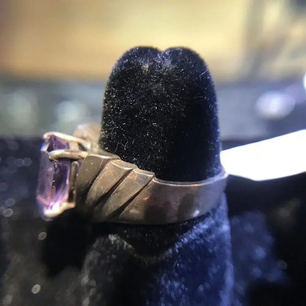 Robson Jewelers Amethyst Tear Drop Ring Sz6.75 925 NWT (All Stones Simulated)